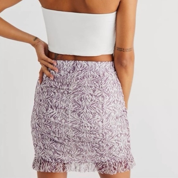Free People | Romi Mesh Mini Skirt Purple and White Zebra Print - Picture 3 of 8